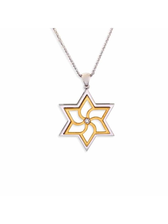 עיצוב עכשווי מגן דוד זהב לבן עם , מתנות ט"ו באב , א